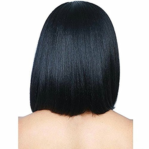 BARSDAR 14" Girl’s Short Bob Hair Wigs Straight Synthetic Colorful Christmas Cosplay Daily Party Wig for Black Women Natural Looking Heat Resistant As Real Hair-Black